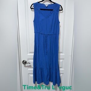 Blue spring midi dress
